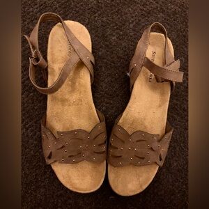 Studio Works Brown Wedge Sandals